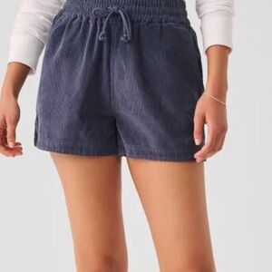 Faherty Blue High Waist Shorts with Elastic Waistband